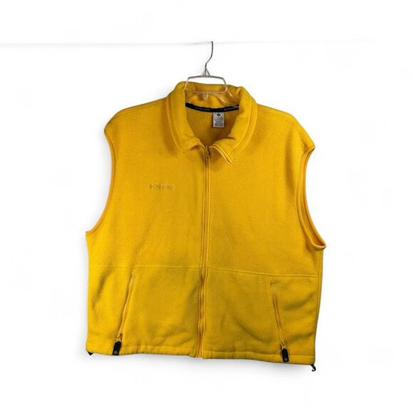 VTG Columbia Fleece Vest Men’s XL Yellow Zip Up Outdoor Hiking Camping Core - Picture 1 of 9